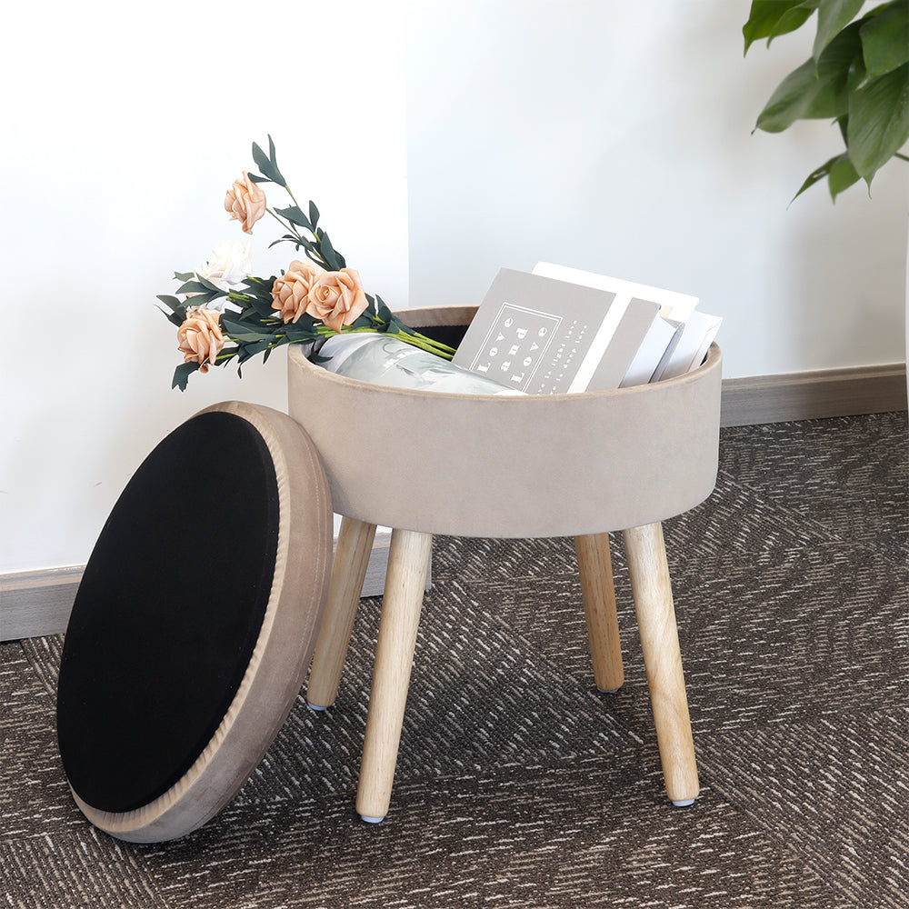 17.5"H Round Velvet Tufted Footrest Stool Ottoman