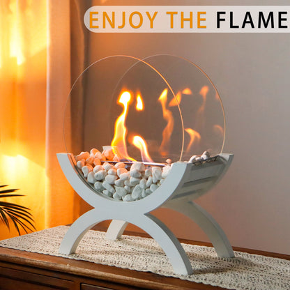 JHY DESIGN Round Tabletop Firepit 43cm H – Bio Ethanol, Ventless, Indoor/Outdoor